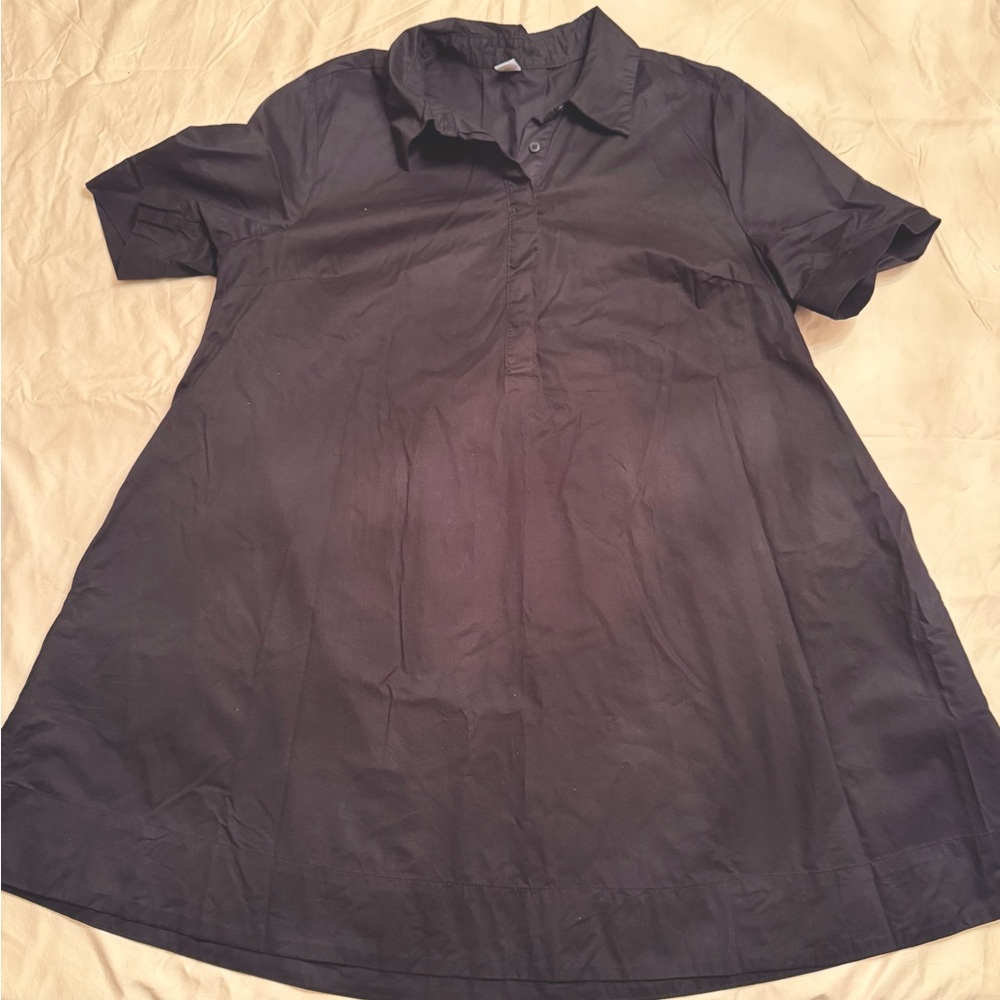 Old Navy Black Short-Sleeve Shirt Dress